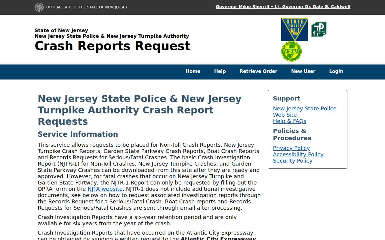 Cape May County arrest related NJSP crash report ordering