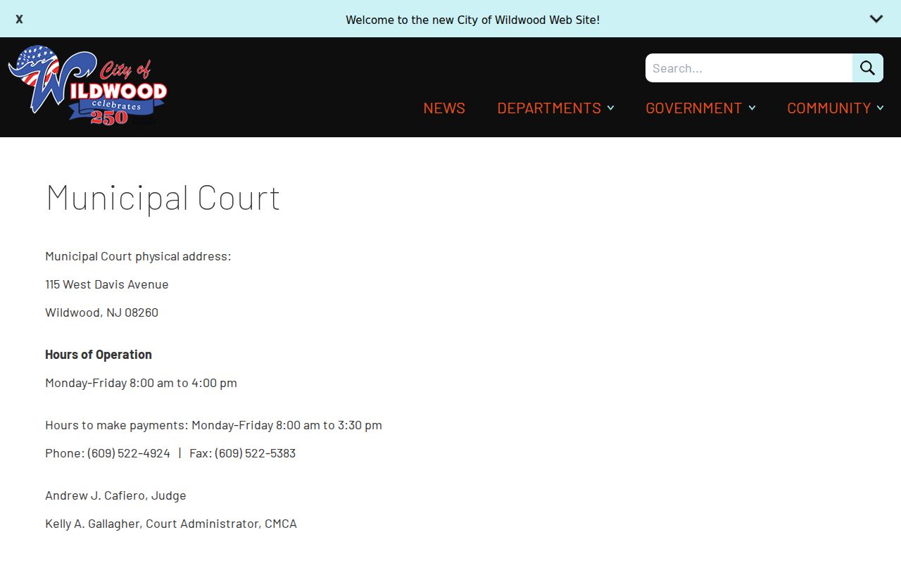 Wildwood criminal records at Wildwood Municipal Court